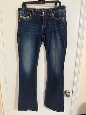 Rock Revival Indigo Boot Cut Jeans with Embellished Pockets